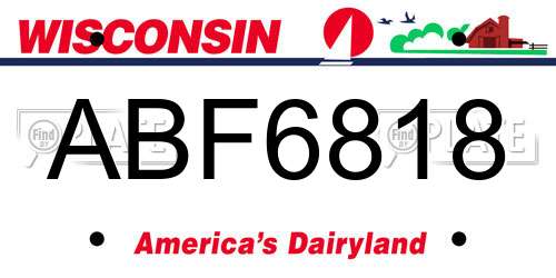 ABF6818 Wisconsin License Plate