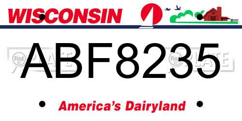 ABF8235 Wisconsin License Plate