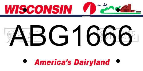 ABG1666 Wisconsin License Plate