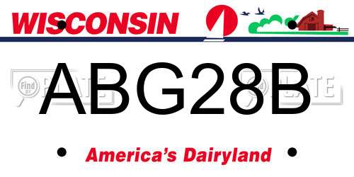 ABG28B Wisconsin License Plate