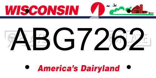 ABG7262 Wisconsin License Plate