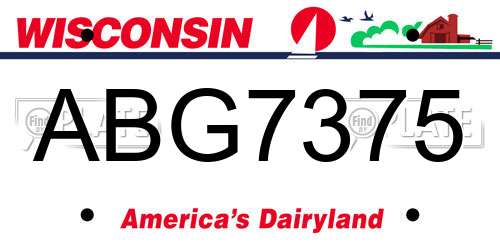 ABG7375 Wisconsin License Plate
