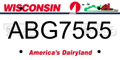 ABG7555 Wisconsin License Plate