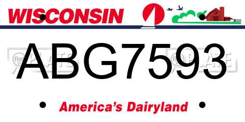 ABG7593 Wisconsin License Plate