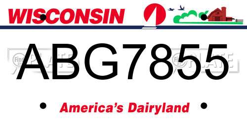 ABG7855 Wisconsin License Plate