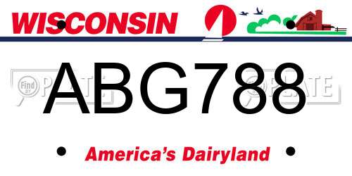 ABG788 Wisconsin License Plate