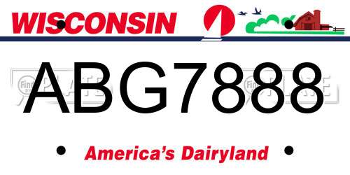 ABG7888 Wisconsin License Plate