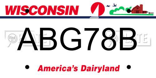 ABG78B Wisconsin License Plate