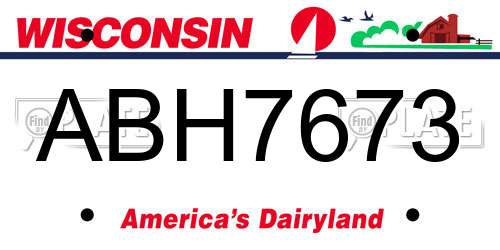 ABH7673 Wisconsin License Plate