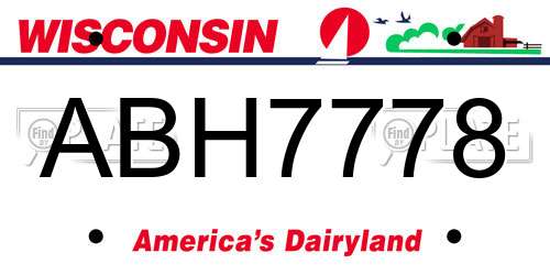 ABH7778 Wisconsin License Plate