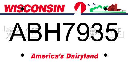 ABH7935 Wisconsin License Plate