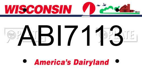 ABI7113 Wisconsin License Plate