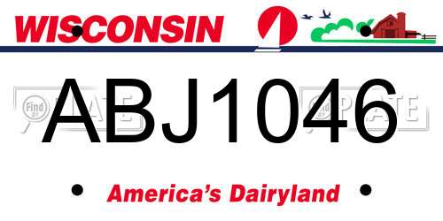 ABJ1046 Wisconsin License Plate