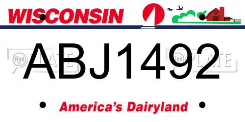 ABJ1492 Wisconsin License Plate