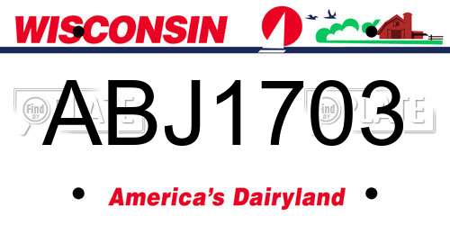 ABJ1703 Wisconsin License Plate