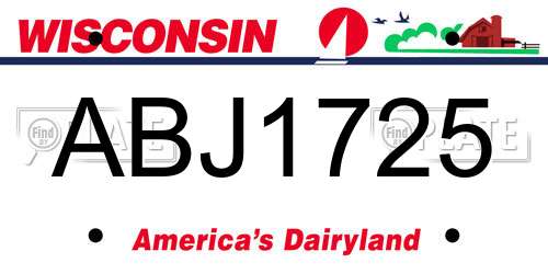 ABJ1725 Wisconsin License Plate