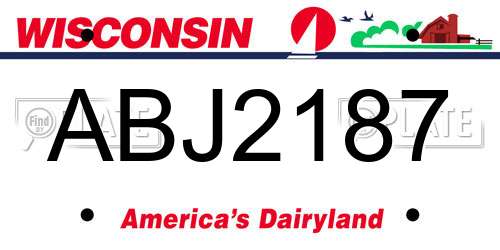 ABJ2187 Wisconsin License Plate