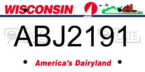 ABJ2191 Wisconsin License Plate