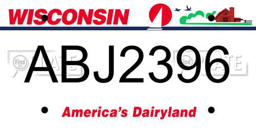 ABJ2396 Wisconsin License Plate