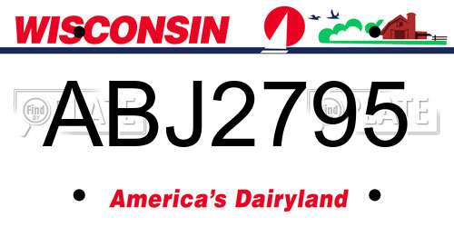 ABJ2795 Wisconsin License Plate