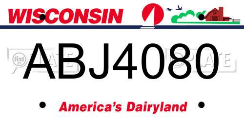 ABJ4080 Wisconsin License Plate