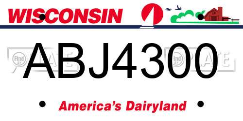 ABJ4300 Wisconsin License Plate