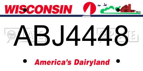 ABJ4448 Wisconsin License Plate