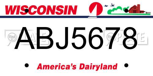ABJ5678 Wisconsin License Plate