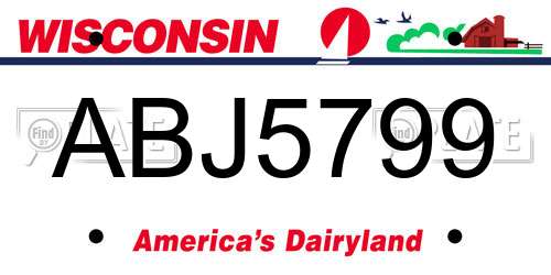 ABJ5799 Wisconsin License Plate