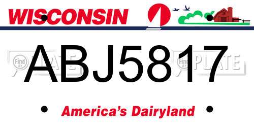 ABJ5817 Wisconsin License Plate