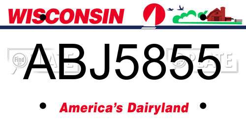 ABJ5855 Wisconsin License Plate