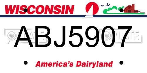 ABJ5907 Wisconsin License Plate