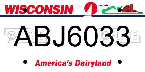 ABJ6033 Wisconsin License Plate