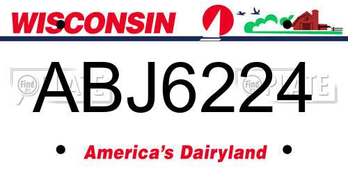 ABJ6224 Wisconsin License Plate