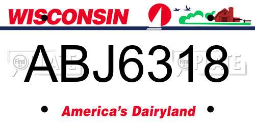 ABJ6318 Wisconsin License Plate