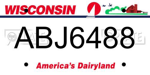 ABJ6488 Wisconsin License Plate