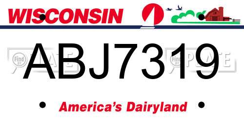 ABJ7319 Wisconsin License Plate