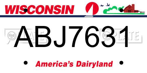 ABJ7631 Wisconsin License Plate