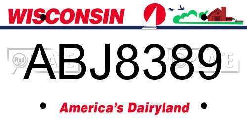 ABJ8389 Wisconsin License Plate