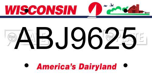 ABJ9625 Wisconsin License Plate