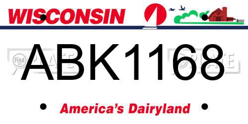 ABK1168 Wisconsin License Plate