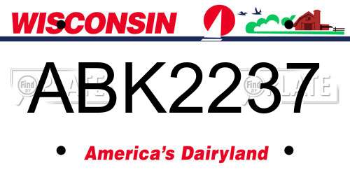 ABK2237 Wisconsin License Plate