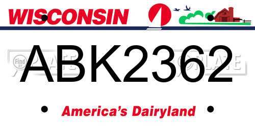 ABK2362 Wisconsin License Plate