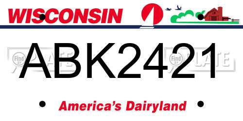 ABK2421 Wisconsin License Plate