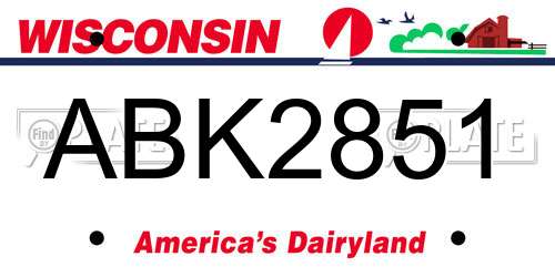 ABK2851 Wisconsin License Plate