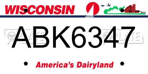 ABK6347 Wisconsin License Plate