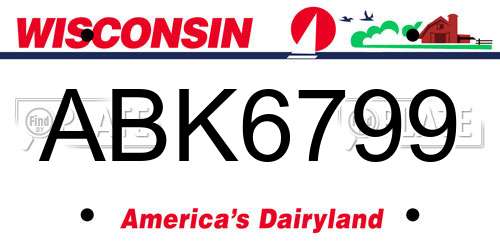 ABK6799 Wisconsin License Plate