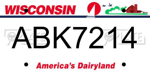ABK7214 Wisconsin License Plate