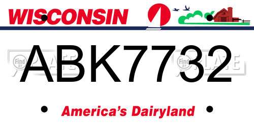 ABK7732 Wisconsin License Plate