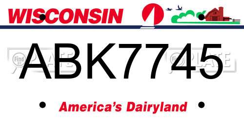 ABK7745 Wisconsin License Plate